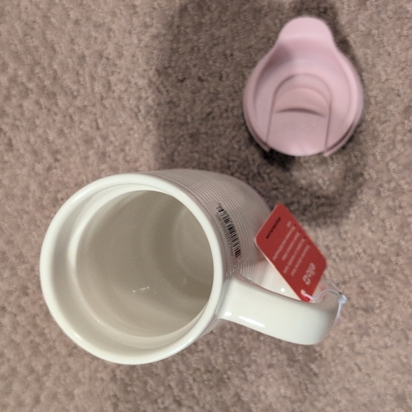 Ello White and Pink Ceramic Travel Mug 14 Oz NWT - Picture 4 of 8